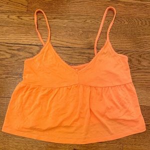 y2k orange spaghetti strap crop top